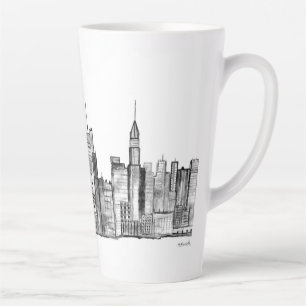 New York City-Aquarell Manhattan-Skyline schwarz Milchtasse