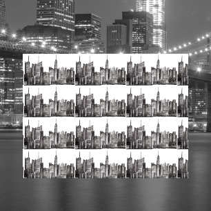 New York City Aquarell Manhattan Skyline Schwarz Seidenpapier