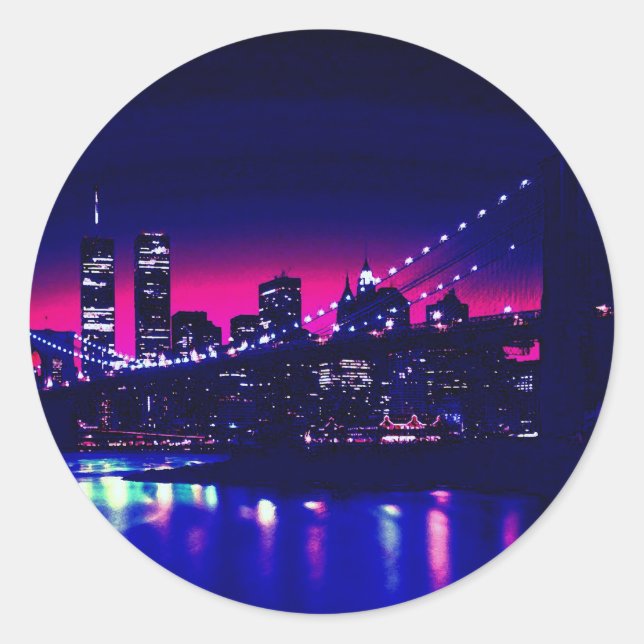 New York City at Night Runder Aufkleber (Vorderseite)