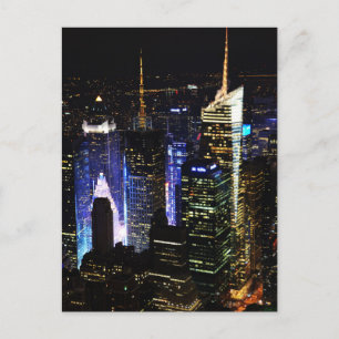 NEW YORK CITY AUF DER NACHT ARIAL FOTOGRAFIE POSTC POSTKARTE