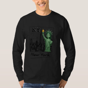 New York City Baby Statue of Liberty Skyline Sketc T-Shirt