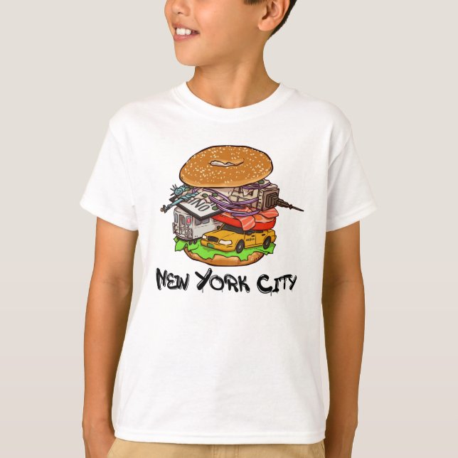 New York City Bagel mit allem NYC T-Shirt (Vorderseite)