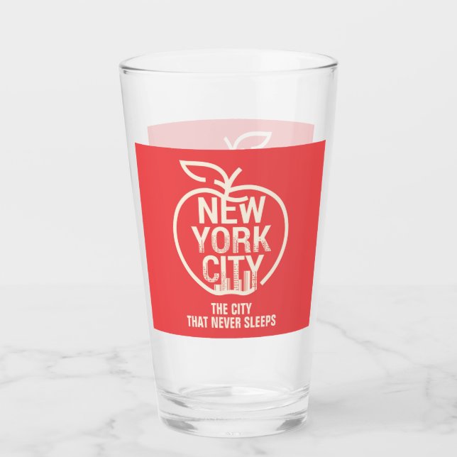NEW YORK CITY Big Apple Skyline Red Modern Glas (Vorderseite)