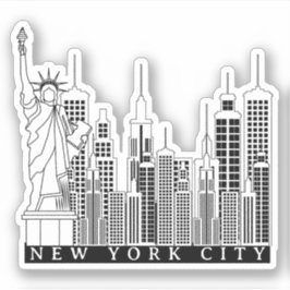 New York City Black and White Silhouette Aufkleber