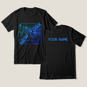 New York City Black Blue Name Graphic T - Shirt