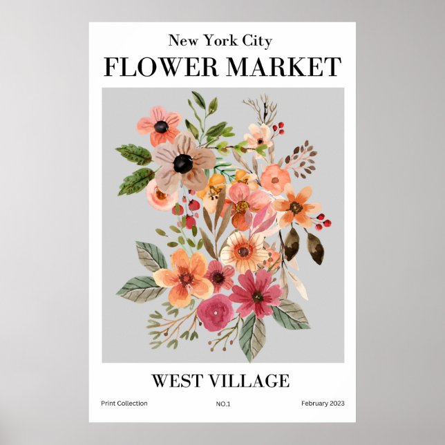 New York City Blumen Market West Village Poster (Vorne)