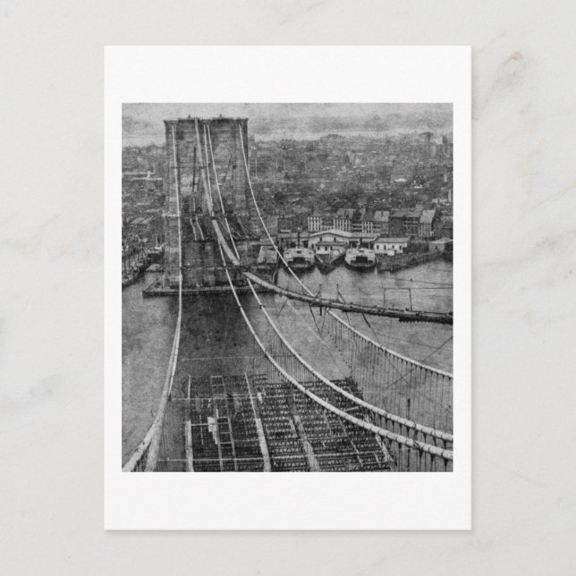 New York City Brooklyn Bridge Construction 1870 Postkarte (Vorderseite)