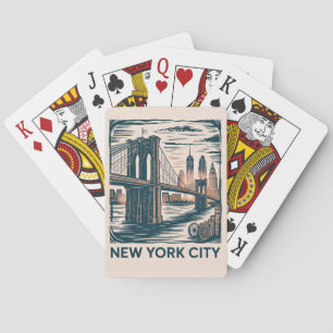 New York City Brooklyn Bridge Fette Retro-Silhouet Spielkarten