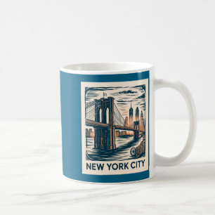 New York City Brooklyn Bridge Fette Retro-Skyline  Kaffeetasse