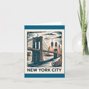 New York City Brooklyn Bridge Fette Retro-Skyline Karte