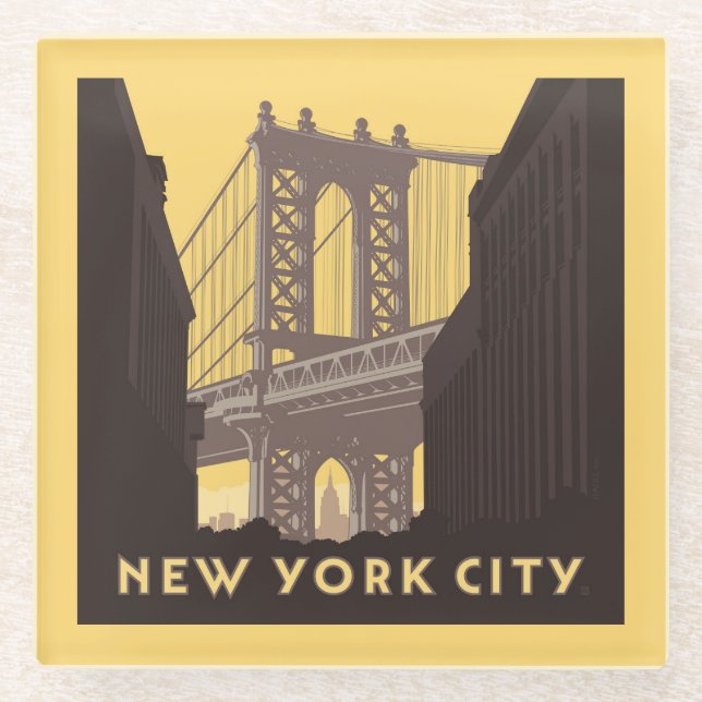 New York City | Brooklyn Bridge Glasuntersetzer (Vorderseite)