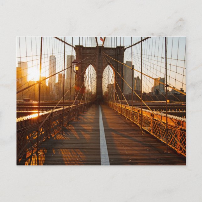 New York City Brooklyn Bridge Sunrise Postkarte (Vorderseite)