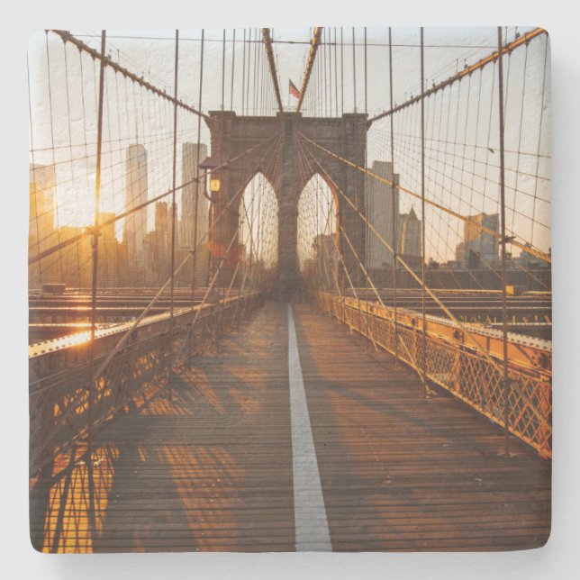 New York City Brooklyn Bridge Sunrise Steinuntersetzer (Vorderseite)