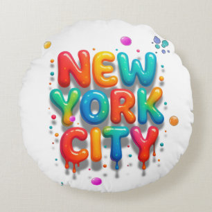 New York City Bubble Letters Rundes Kissen