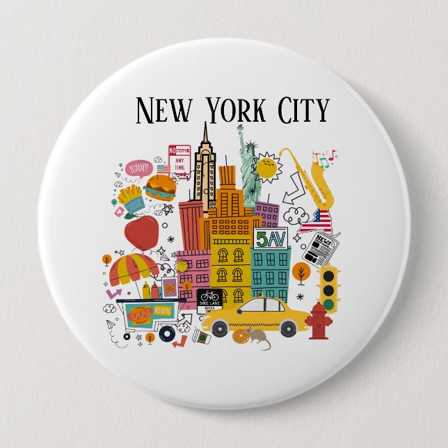 New York City Cartoons Style Button (Vorderseite)