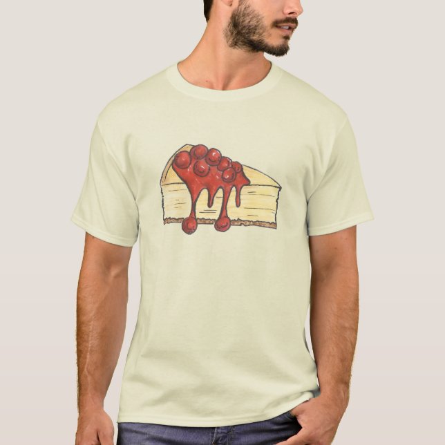 New York City Cherry Cheesecake Käse Cake Slice T-Shirt (Vorderseite)