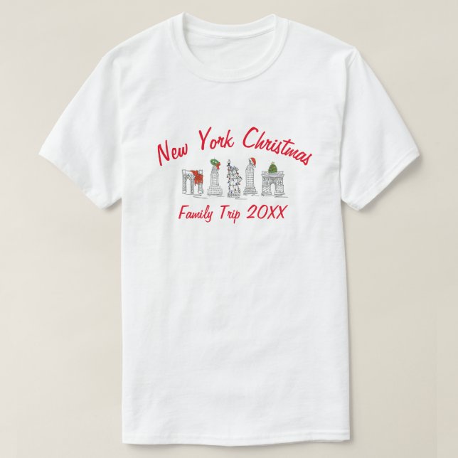 New York City Christmas NYC Familienreise Urlaub T-Shirt (Design vorne)