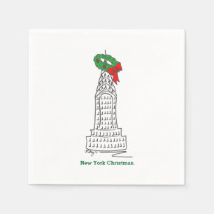 New York City Christmas NYC Skycraper Wreath Serviette