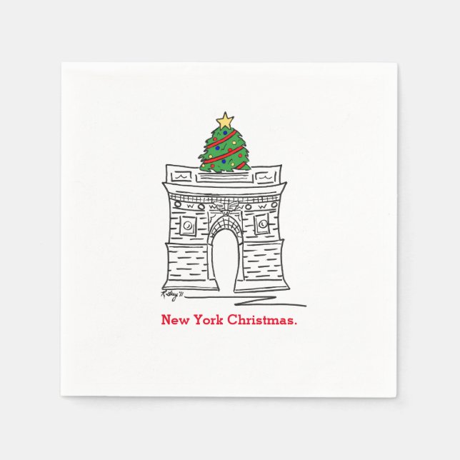 New York City Christmas NYC Weihnachtsbaum Serviette (Vorderseite)