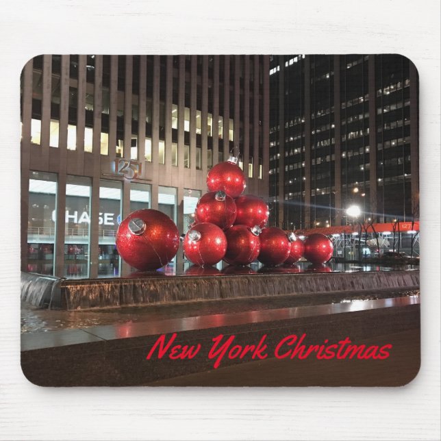 New York City Christmas NYC Weihnachtsdekorationen Mousepad (Vorne)
