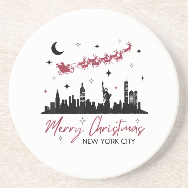 New York City Christmas Trip, Merry Christmas New  Getränkeuntersetzer (Vorne)
