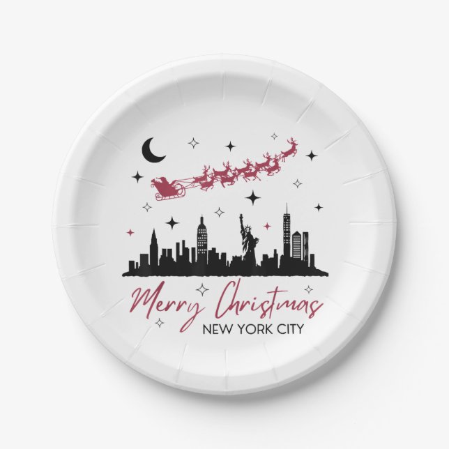 New York City Christmas Trip, Merry Christmas New  Pappteller (Vorderseite)