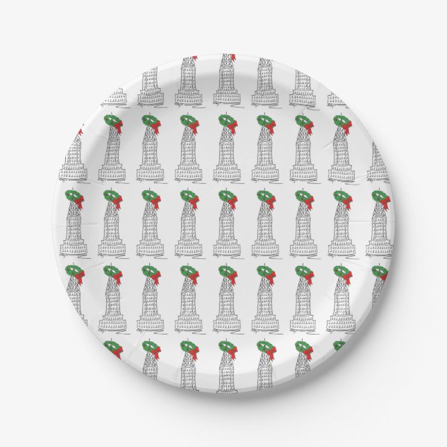 New York City Christmas Wreath NYC Holiday Pappteller (Vorderseite)