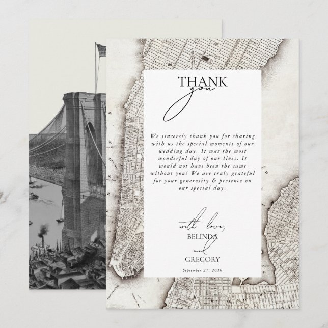 New York City Destination NYC Wedding Dankeskarte (Vorne/Hinten)