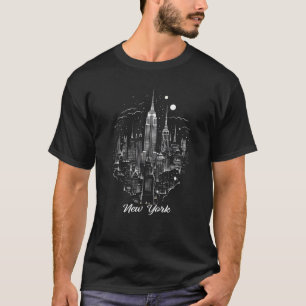 New York City Downtown Skyline Statue of Liberty N T-Shirt
