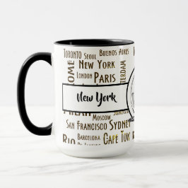 New York City Elegant Leinen Black Ringer 15oz Tasse