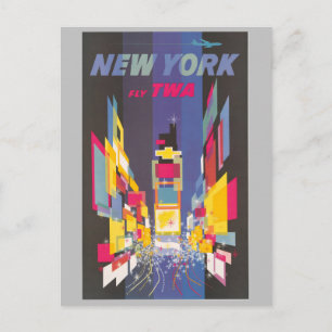 New York City Farbige Times Square Reiseplakat Postkarte