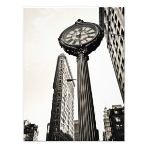 New York City - Flatiron-Gebäude und Uhr Fotodruck