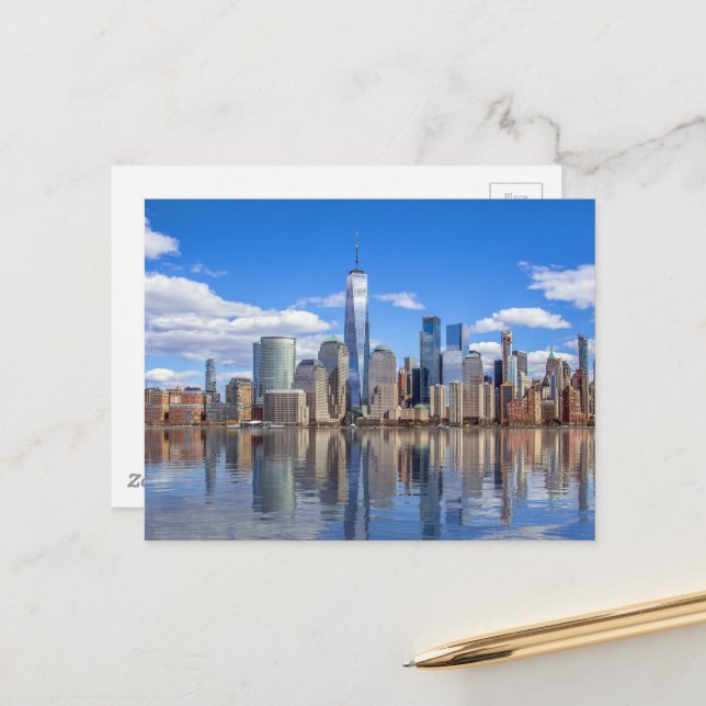 New York City Freedom Tower Skyline Postkarte (Vorderseite/Rückseite Beispiel)