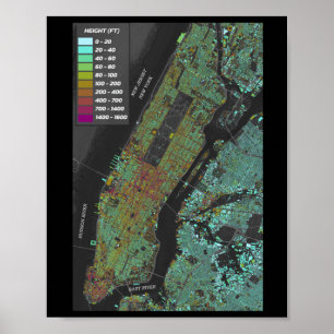 New York City Gebäude Höhenkarte Poster