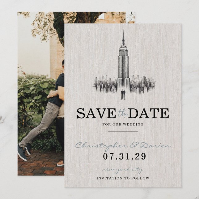 New York City Grooms Save the Date (Vorne/Hinten)