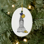 New York City Hanukkah Gelt NYC Wolkenkratzer Holi Keramikornament<br><div class="desc">Eine originelle Marker-Illustration einer klassischen NYC-Sehenswürdigkeit "gekleidet" mit Gelt für die Feriensaison. Ideal um Hanukkah zu feiern! Diese Chanukah Illustration ist auch auf anderen Produkten verfügbar. Sehen Sie nicht,  wonach Sie suchen? Brauchen Sie Hilfe bei der Anpassung? Kontaktieren Sie Rebecca,  um etwas für Sie entworfen zu haben.</div>