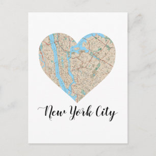 New York City Heart Map Postkarte