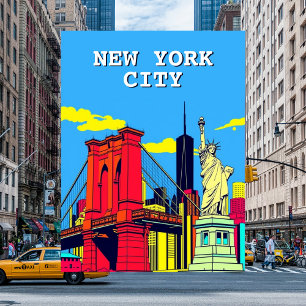 New York City Helle Kunst Reise Postkarte