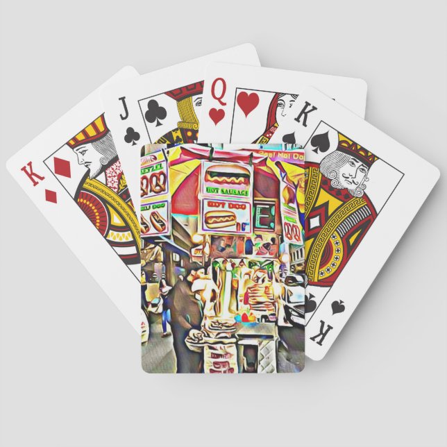 New York City Hot Dog Stand Foto Cards Spielkarten (Rückseite)