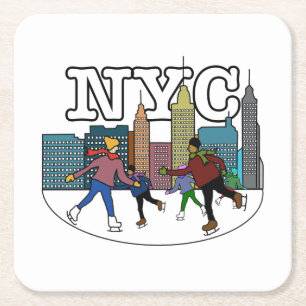 New York City Ice Skaten Rechteckiger Pappuntersetzer