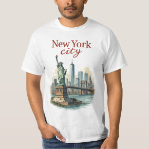 New York City – Ikonisches Statue- & Skyline-T-Shi T-Shirt