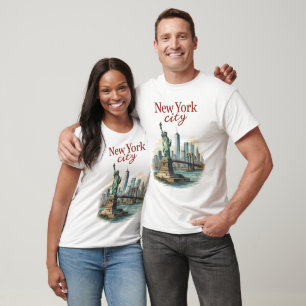 New York City – Ikonisches Statue- und Skyline-T-S T-Shirt