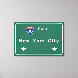 New York City Interstate Highway Freeway Road Sign Leinwanddruck