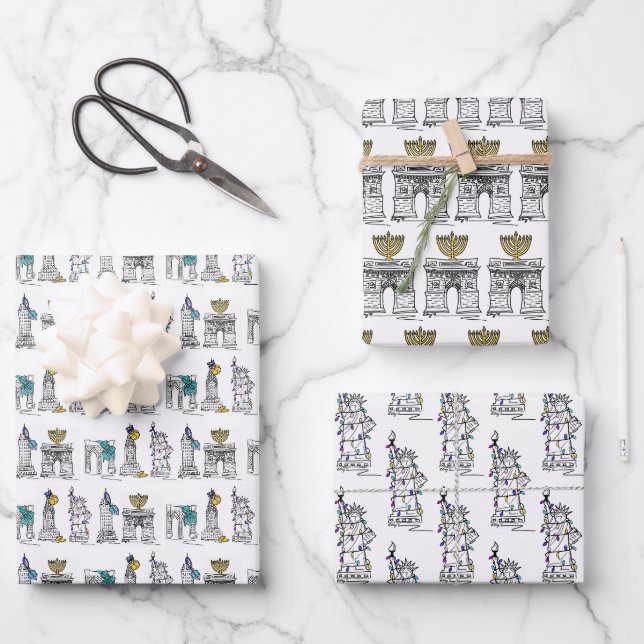 New York City Jewish Holidays Hanukkah NYC Geschenkpapier Set (Vorderseite)