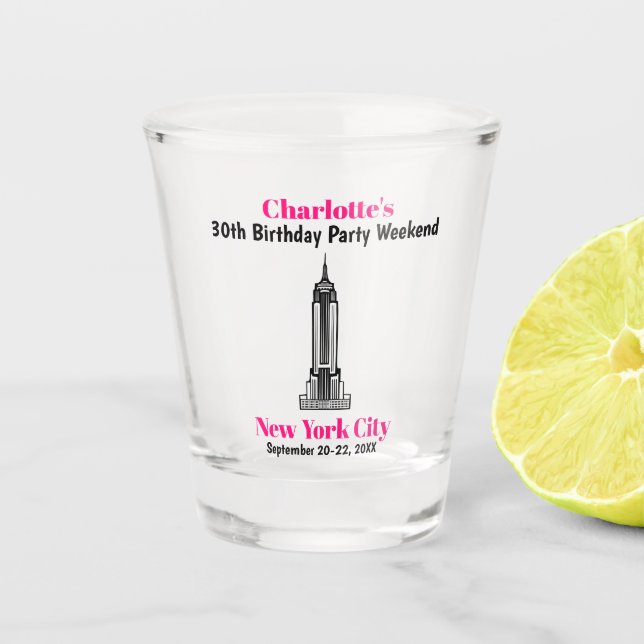 New York City Junggeselinnen-Abschied Gefallen Gir Schnapsglas (Vorderseite)