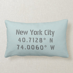 New York City Latitude Longitude Throw Kissen