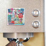 New York City Magnet<br><div class="desc">Global Travel I von Farida Zaman. Das Image bietet New York City mit verschiedenen berühmten Sehenswürdigkeiten und ikonischen Elementen der Stadt. | SID23322</div>