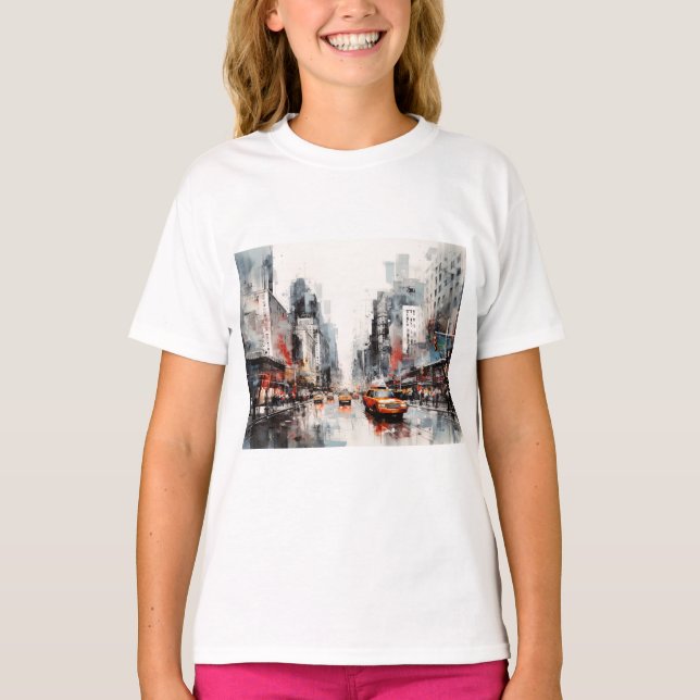 New York City, malte Landschaft. T-Shirt (Vorderseite)