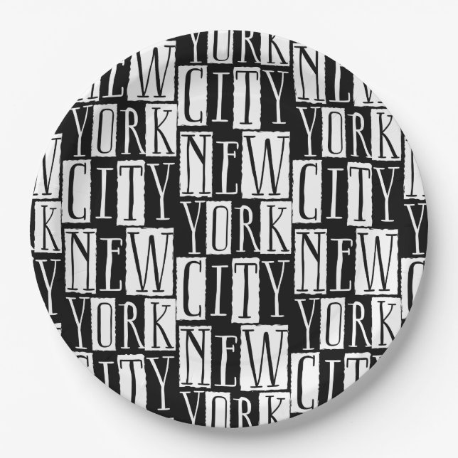 New York City Manhattan Black and White Deko Chic Pappteller (Vorderseite)