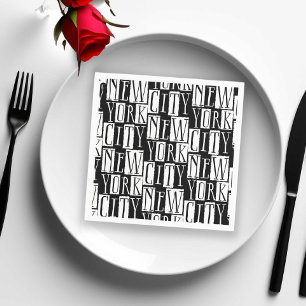 New York City Manhattan Black and White Deko Chic Serviette